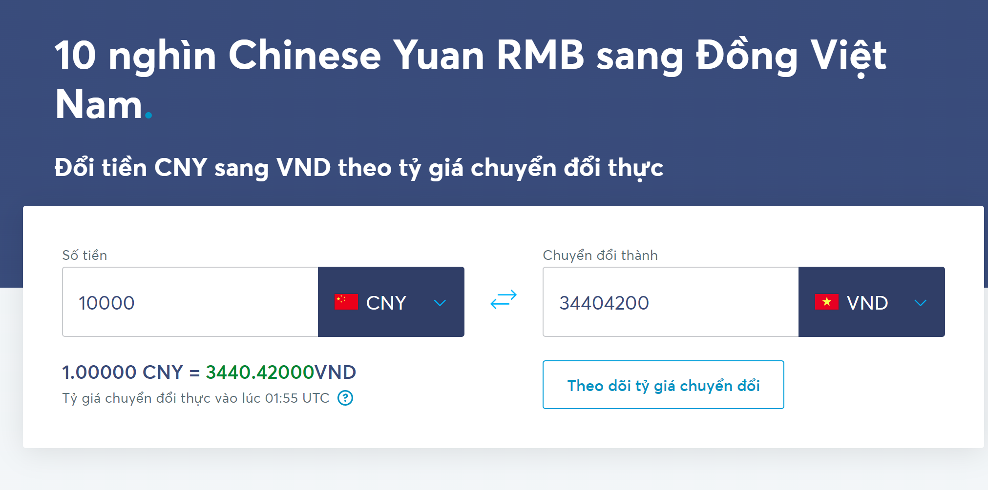 Các quy đổi tỷ giá 1 vạn tệ bằng bao nhiêu tiền Việt qua Wise