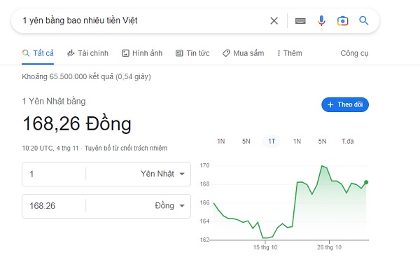 Cách kiểm tra tỷ giá Yên Nhật  bằng bao nhiêu tiền Việt