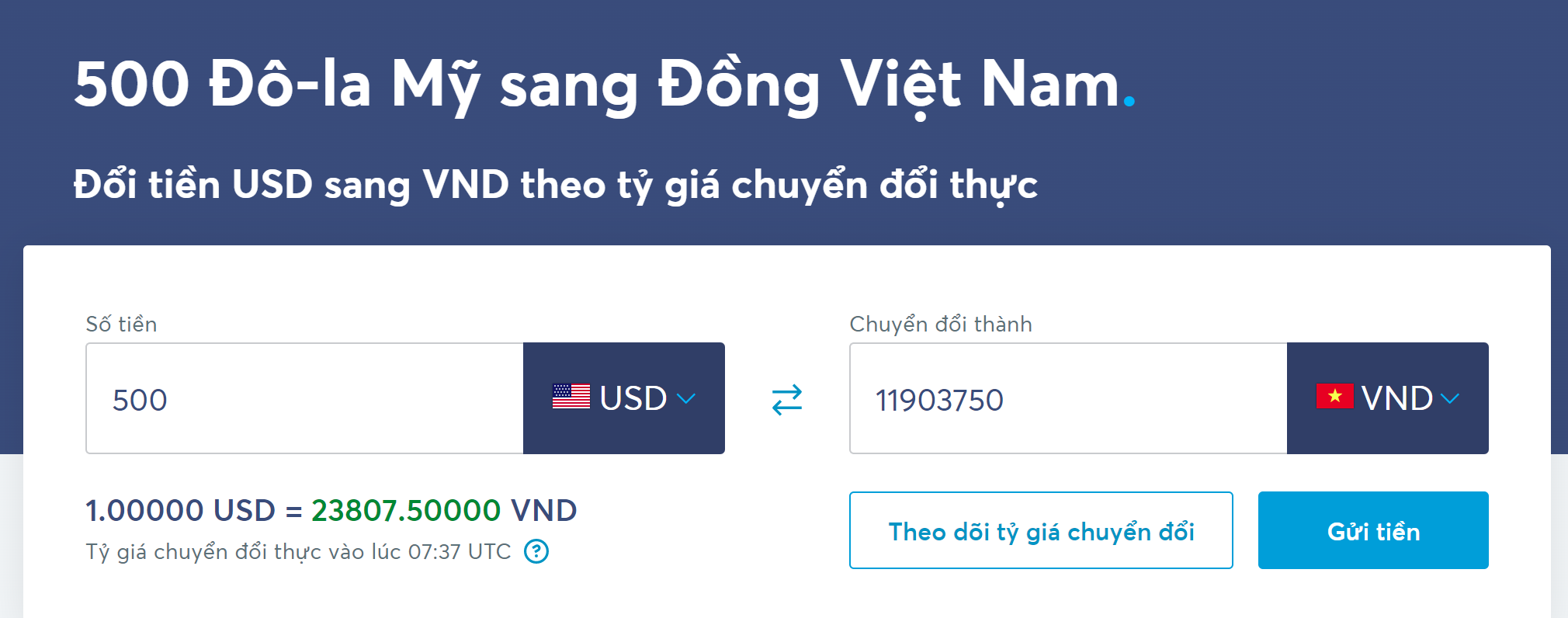 Tra cứu nhanh 500 đô là bao nhiều tiền Việt qua wise