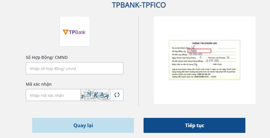 Kiểm tra hồ sơ vay TPbank qua Payoo