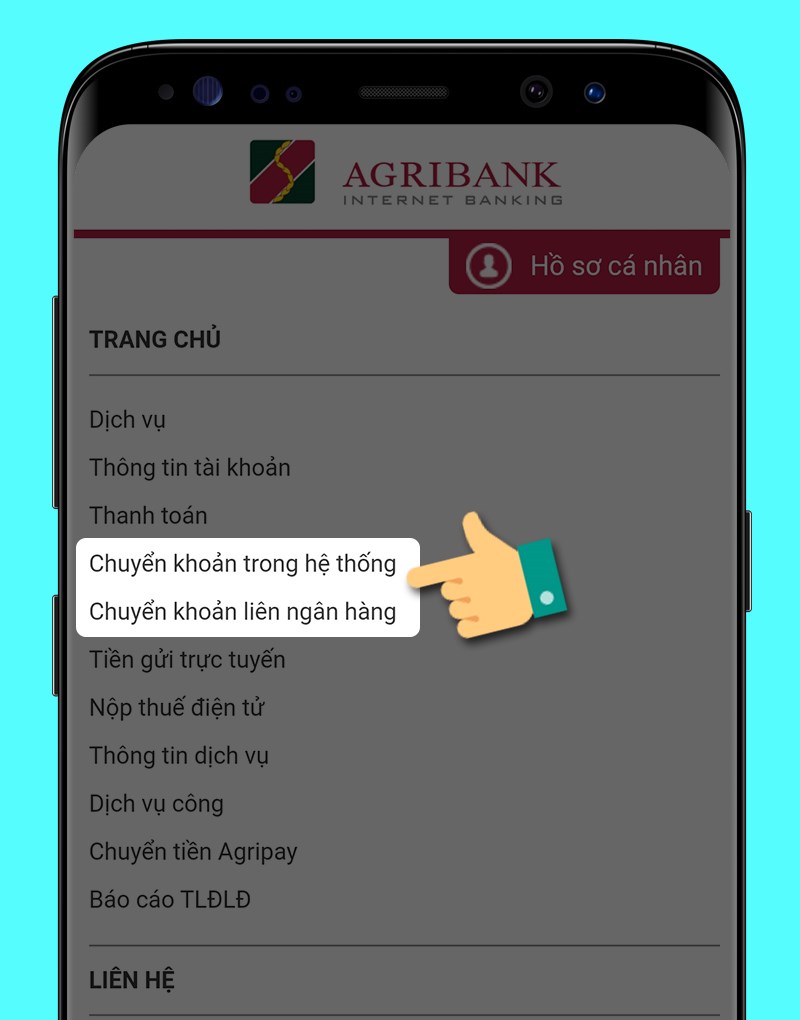 Chuyển tiền bằng Internet Banking app Agribank 3