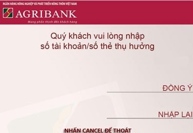 Chuyển tiền trực tiếp tại cây ATM Agribank 2