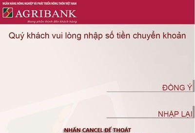 Chuyển tiền trực tiếp tại cây ATM Agribank 3