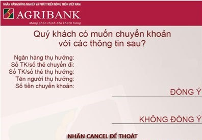 Chuyển tiền trực tiếp tại cây ATM Agribank 4