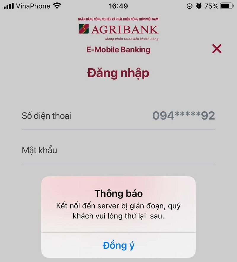E Mobile Banking Agribank không chuyển khoản được có thể do đường truyền kém